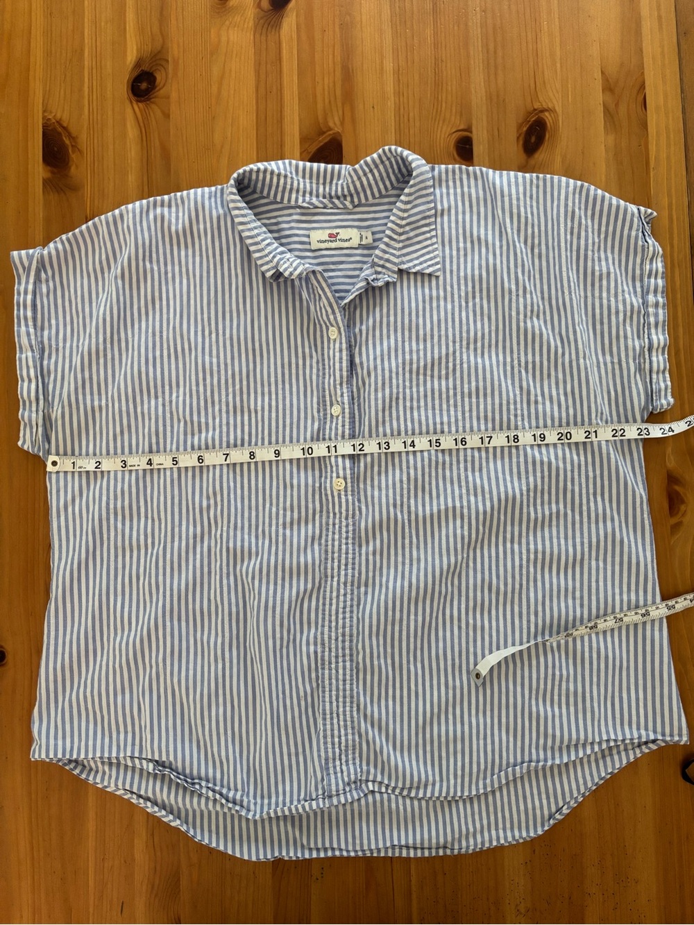 Vineyard Vines Women’s Light Blue & White Stripe Boxy Blouse Size 14 - Picture 6 of 6